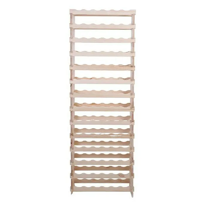 Proregal Flaschenregal Weinregal VINOTECA FLEX PRO für 84 Flaschen - L x B x H: 28 x 65 x 191 cm, Holz, Anzahl Böden: 14 Stk. - Dieses Bild zeigt ein hölzernes Weinregal. Das Regal hat viele Reihen und ist für die Lagerung von Weinflaschen konzipiert. Es ist aus hellem Holz.