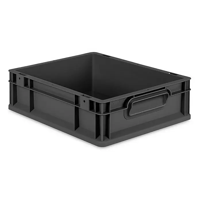 Proregal Eurobox Eurobox NextGen Grip - Kunststoff, Schwarz - Graue Kunststoffbox für Lagerung und Transport mit verstärkten Seiten und Griffen für einfache Handhabung.