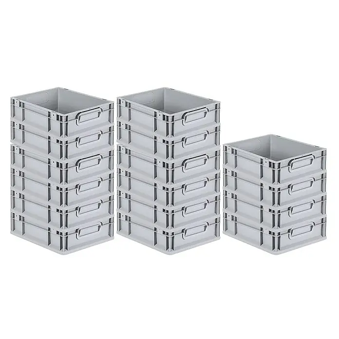 Proregal Euroboxen-Set 16x Eurobox NextGen Economy - L x B x H: 40 x 30 x 12 cm, Kunststoff, Grau, 16 Stk. - Graue Euroboxen: Stapelbare Kunststoffbehälter für Lagerung und Transport, ideal für verschiedene Anwendungen.