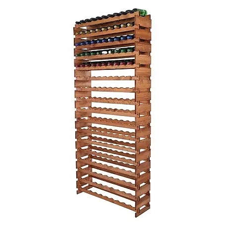 Weinregal VINOTECA FLEX PRO | HxBxT 233x103x28cm | 170 Flaschen auf 17 Ebenen| Massives Kiefernholz | Braun geölt