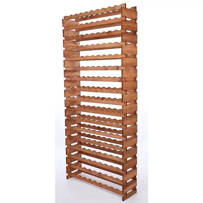 Proregal Flaschenregal Weinregal VINOTECA FLEX PRO für 170 Flaschen - L x B x H: 28 x 103 x 233 cm, Holz, Anzahl Böden: 17 Stk. - Detailaufnahme eines freistehenden, mehrstöckigen Weinregals aus Holz, ideal zur Weinlagerung und Präsentation.