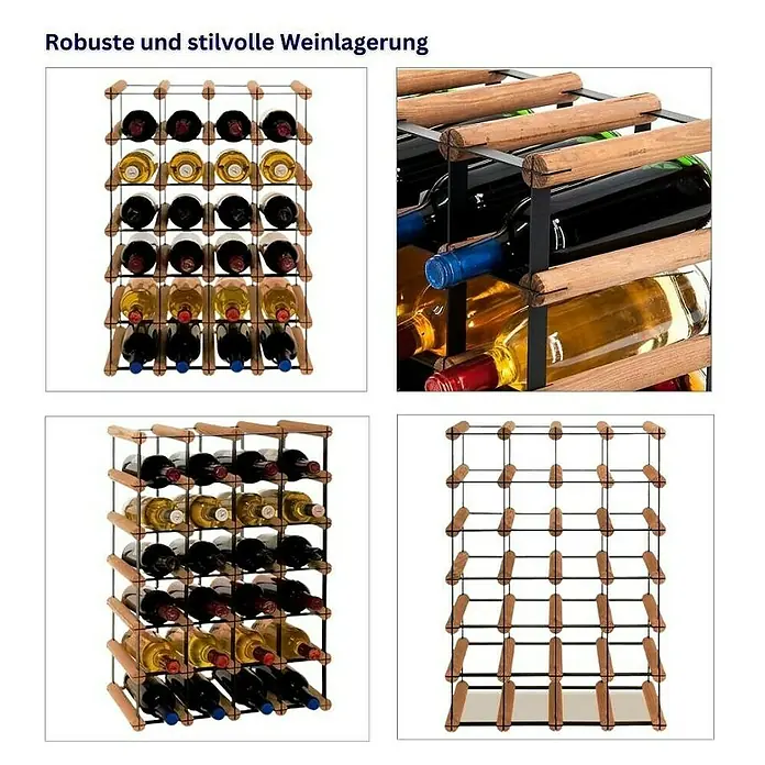 Proregal Flaschenregal Modulares Weinregal VINOTECA MOD METAL für 4x6 Flaschen - Holz - Robuste und stilvolle Weinlagerung mit diesem Weinregal aus Holz und Metall, perfekt für 28 Flaschen.