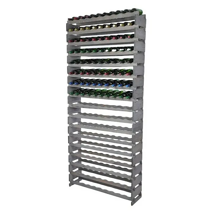 Proregal Flaschenregal Weinregal VINOTECA FLEX PRO für 170 Flaschen - L x B x H: 28 x 103 x 233 cm, Holz, Anzahl Böden: 17 Stk. - Bild eines stilvollen Weinregals aus Holz mit zahlreichen Weinflaschen, ideal für die Lagerung und Präsentation edler Tropfen.