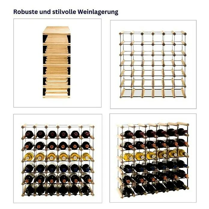 Proregal Flaschenregal Modulares Weinregal VINOTECA MOD METAL für 6x5 Flaschen - L x B x H: 24,5 x 62,5 x 52,5 cm, Holz - Robuste und stilvolle Weinlagerung mit diesem Weinregal. Die perfekte Lösung zur Aufbewahrung Ihrer Weine in verschiedenen Ansichten.