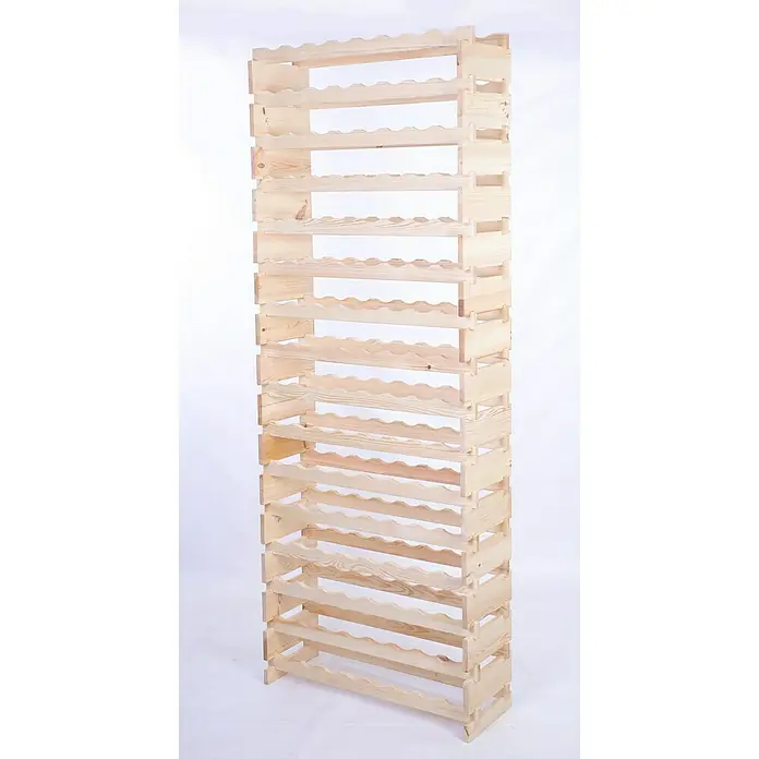 Proregal Flaschenregal Weinregal VINOTECA FLEX PRO für 128 Flaschen - L x B x H: 28 x 84 x 219 cm, Holz, Anzahl Böden: 16 Stk. - Ein freistehendes, helles Holzweinregal mit gewelltem Design zur sicheren Aufbewahrung von Weinflaschen.