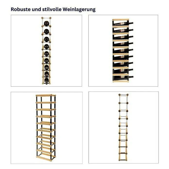 Proregal Flaschenregal Modulares Weinregal VINOTECA MOD METAL für 1x9 Flaschen - L x B x H: 24,5 x 12,5 x 92,5 cm, Holz - Weinlagerregal aus Holz mit stilvollem Design zur Aufbewahrung von bis zu 10 Flaschen Wein. Praktisches und dekoratives Element für jeden Raum.