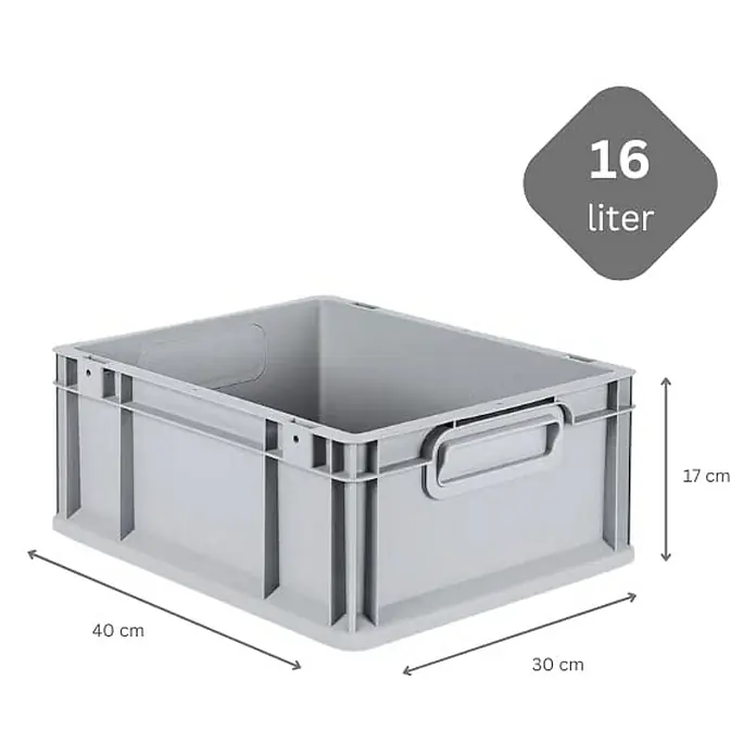 Proregal Euroboxen-Set 5x Eurobox NextGen Grip - L x B x H: 40 x 30 x 17 cm, Kunststoff, Grau, 5 Stk. - Graue 16-Liter-Kunststoffbox mit Maßen 40 x 30 x 17 cm. Perfekt für die Lagerung und Organisation verschiedener Gegenstände.
