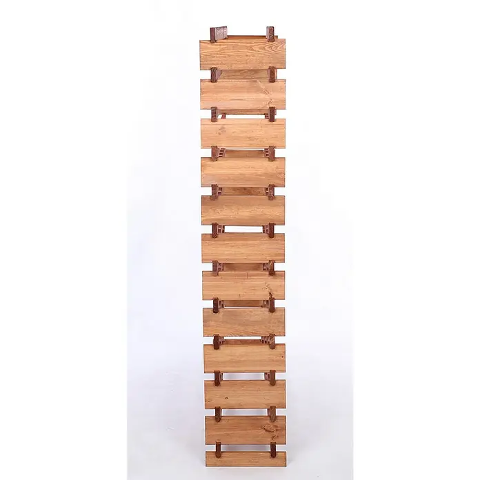 Proregal Flaschenregal Weinregal VINOTECA FLEX PRO für 144 Flaschen - L x B x H: 28 x 123 x 163 cm, Holz, Anzahl Böden: 12 Stk. - Nahaufnahme eines modularen Weinregals aus Holz mit horizontalen Ablagen und stabilen Stützen, ideal zur Weinlagerung.