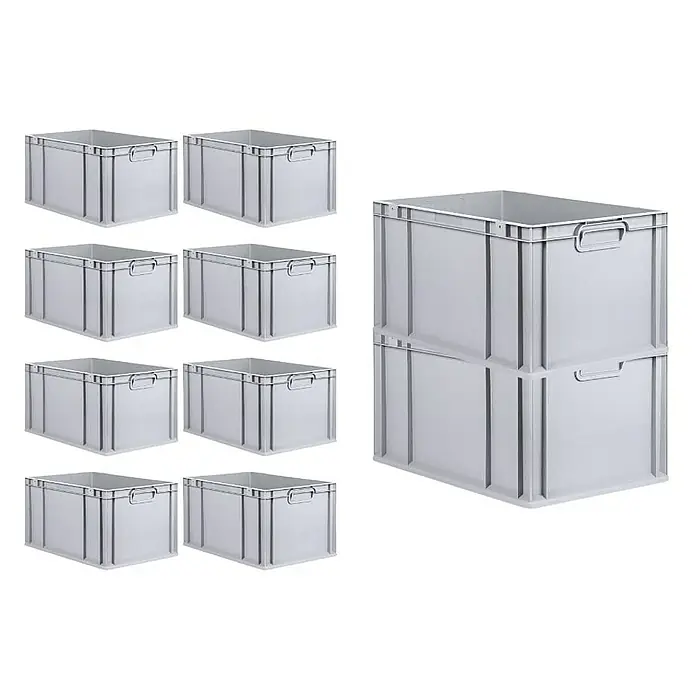 Proregal Euroboxen-Set 10x Eurobox NextGen Grip - L x B x H: 60 x 40 x 32 cm, Kunststoff, Grau, 10 Stk. - Graue Kunststoffboxen: Eine praktische und robuste Lösung für Lagerung und Transport. Ideal für Werkstatt, Büro oder Lager.
