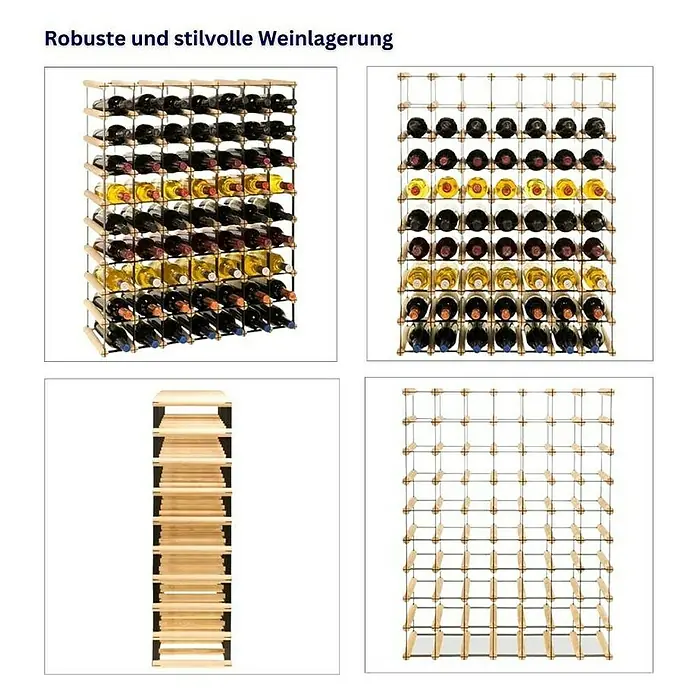 Proregal Flaschenregal Modulares Weinregal VINOTECA MOD METAL für 7x9 Flaschen - L x B x H: 24,5 x 72,5 x 92,5 cm, Holz - Robuste Weinregale zur stilvollen Weinlagerung. Die Regale sind aus Holz gefertigt und bieten Platz für viele Weinflaschen.