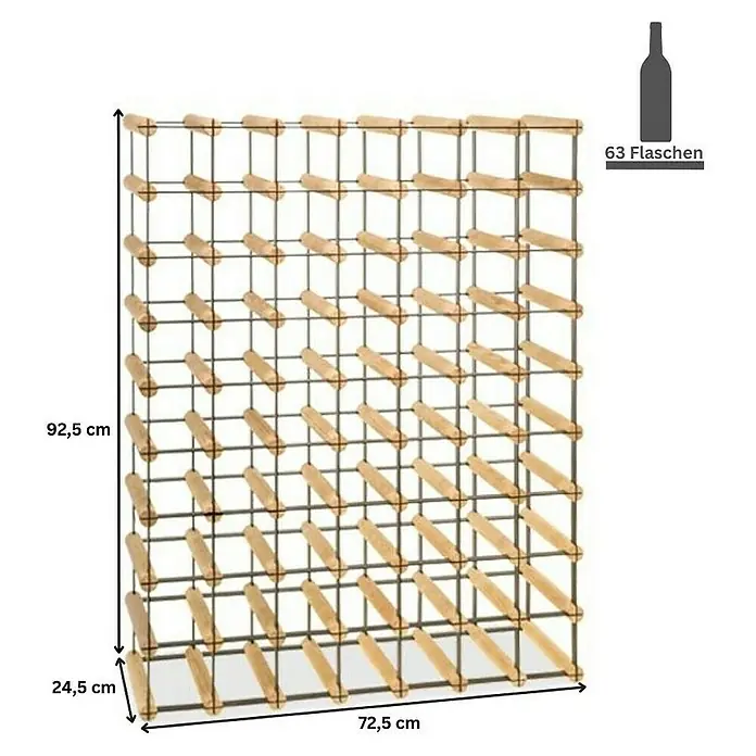 Proregal Flaschenregal Modulares Weinregal VINOTECA MOD METAL für 7x9 Flaschen - L x B x H: 24,5 x 72,5 x 92,5 cm, Holz - Weinregal aus Metall und Holz für 63 Flaschen, ideal zur stilvollen Aufbewahrung Ihrer Weinsammlung.