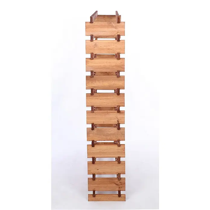 Proregal Flaschenregal Weinregal VINOTECA FLEX PRO für 132 Flaschen - L x B x H: 28 x 123 x 149 cm, Holz, Anzahl Böden: 11 Stk. - Diese Aufnahme zeigt ein aus Holz gefertigtes Möbelstück, das durch seine handwerkliche Konstruktion und natürliche Farbgebung besticht.