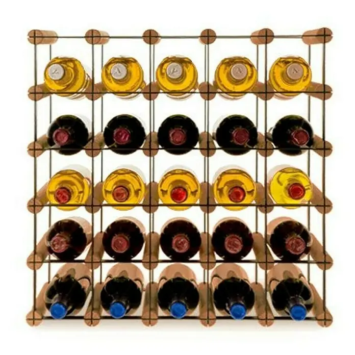 Proregal Flaschenregal Modulares Weinregal VINOTECA MOD METAL für 5x5 Flaschen - L x B x H: 24,5 x 52,5 x 52,5 cm, Holz - Weinregal mit mehreren Flaschen Wein. Perfekt, um Ihre Lieblingsweine stilvoll zu lagern.