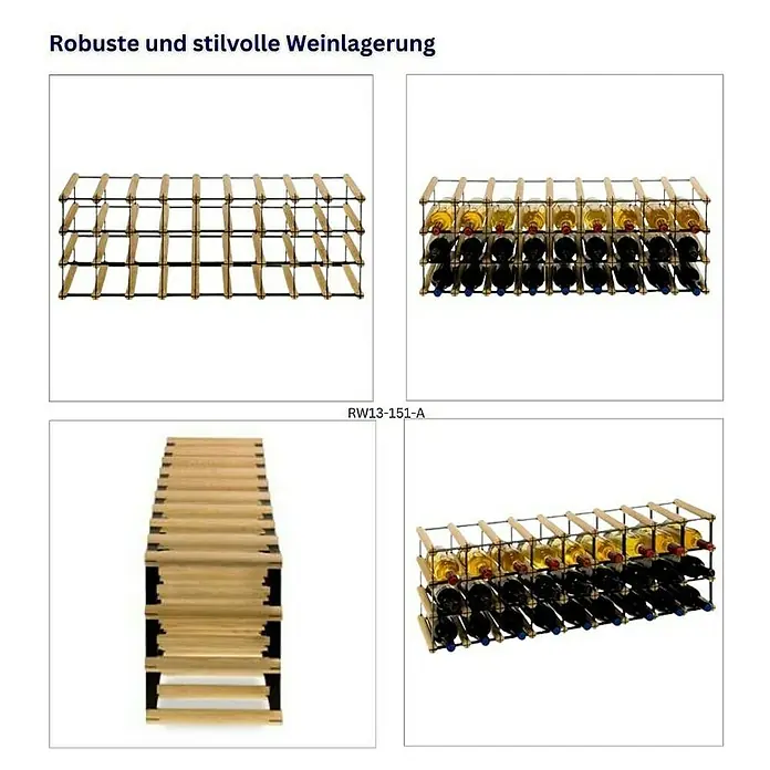 Proregal Flaschenregal Modulares Weinregal VINOTECA MOD METAL für 9x3 Flaschen - L x B x H: 24,5 x 92,5 x 32,5 cm, Holz - Weinlagerregal aus Holz für die Lagerung von Weinflaschen im Weinkeller oder in der Küche. Robust und stilvoll.