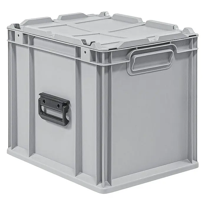 Proregal Euroboxen-Set 8x Eurobox NextGen Portable - Kunststoff, Grau, 8 Stk. - Graue Kunststoffbox mit Deckel und Griffen zur Aufbewahrung und zum Transport von Gegenständen.