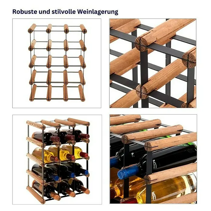 Proregal Flaschenregal Modulares Weinregal VINOTECA MOD METAL für 3x4 Flaschen - Holz - Weinregal aus Holz und Metall zur stilvollen und robusten Weinlagerung.