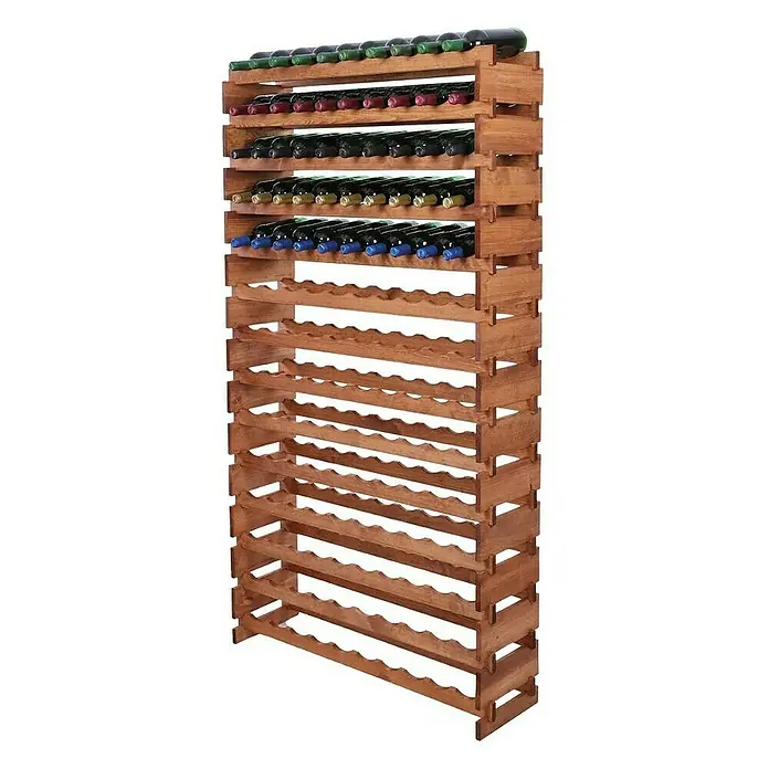 Proregal Flaschenregal Weinregal VINOTECA FLEX PRO für 140 Flaschen - L x B x H: 28 x 103 x 191 cm, Holz, Anzahl Böden: 14 Stk. - Ein großes, freistehendes Weinregal aus Holz mit mehreren Ebenen zur Aufbewahrung von Flaschen. Es bietet viel Stauraum und ist ein Blickfang.