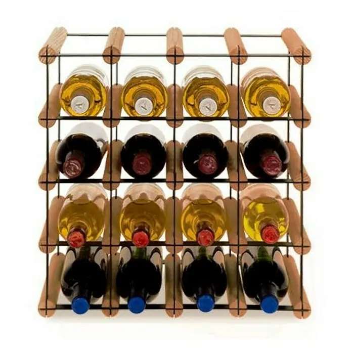 Proregal Flaschenregal Modulares Weinregal VINOTECA MOD METAL für 4x4 Flaschen - L x B x H: 24,5 x 42,5 x 42,5 cm, Holz - Weinregal aus Holz und Metall mit vier Reihen und vier Flaschen pro Reihe.