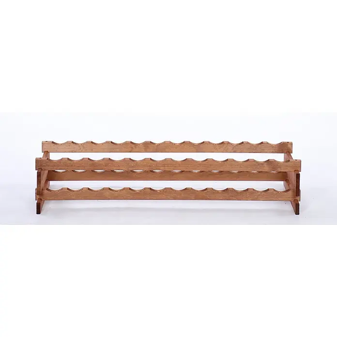 Proregal Flaschenregal Weinregal VINOTECA FLEX PRO für 24 Flaschen - L x B x H: 28 x 123 x 23 cm, Holz, Anzahl Böden: 2 Stk. - Ein hölzernes Weinregal mit drei Ebenen und Aussparungen für die Flaschenhälse, ideal für die stilvolle Weinlagerung und Präsentation.
