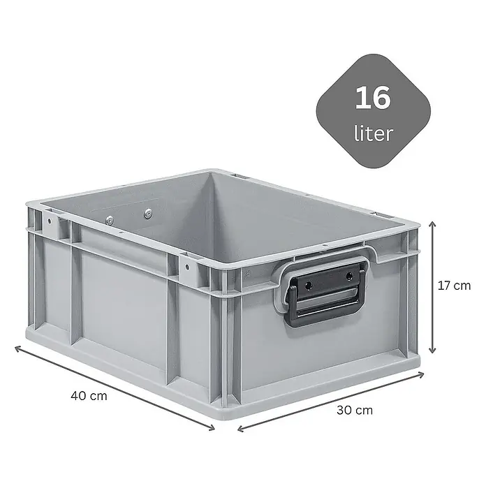Proregal Eurobox Eurobox NextGen Portable Duo - Kunststoff, Grau - Graue 16-Liter-Kunststoffbox mit den Maßen 40 x 30 x 17 cm, ideal für Lagerung und Transport.