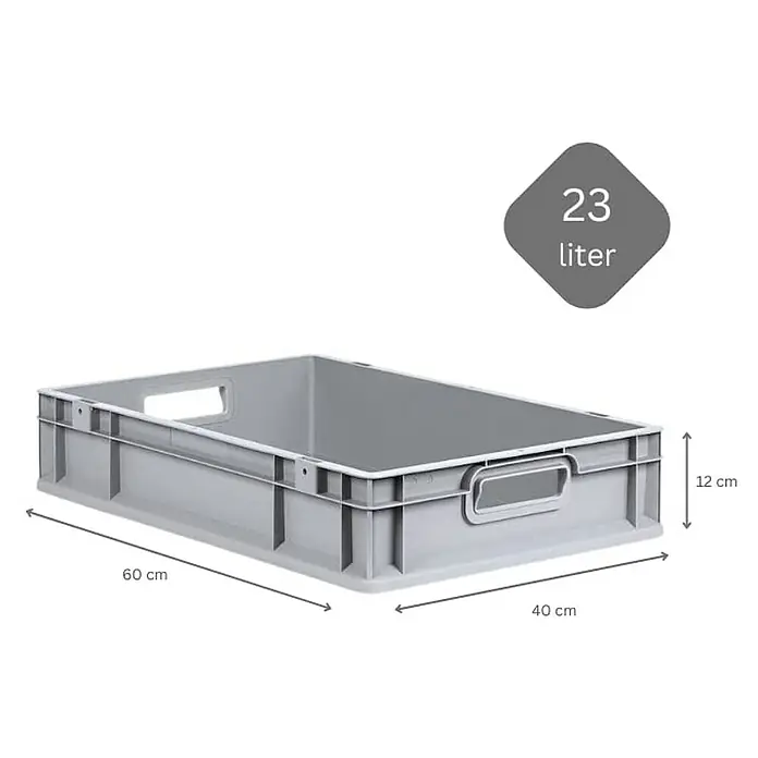 Proregal Euroboxen-Set 8x Eurobox NextGen Economy - L x B x H: 60 x 40 x 12 cm, Kunststoff, Grau, 8 Stk. - Graue Kunststoffbox mit den Maßen 60 x 40 x 12 cm und einem Fassungsvermögen von 23 Litern.