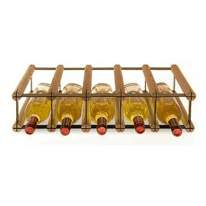 Proregal Flaschenregal Modulares Weinregal VINOTECA MOD METAL für 5x1 Flaschen - L x B x H: 24,5 x 52,5 x 12,5 cm, Holz - Ein Weinregal aus Holz mit sechs Flaschen Weißwein, die horizontal gelagert werden. Das Regal hat ein schlichtes, modernes Design.