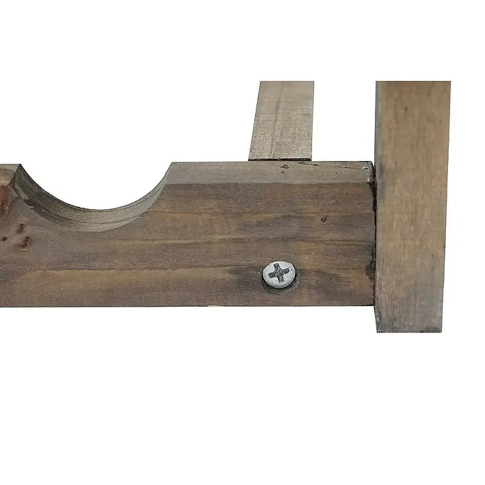 Berlinlodge Flaschenregal Weinregal für 12 Flaschen - L x B x H: 26 x 42 x 30 cm, Holz - Detailaufnahme eines Weinregals aus Holz mit einer runden Aussparung und einer Schraube zur Befestigung.