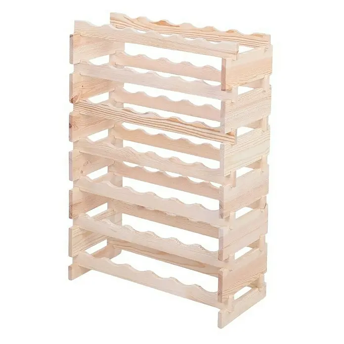 Proregal Flaschenregal Weinregal VINOTECA FLEX PRO für 42 Flaschen - L x B x H: 28 x 65 x 93 cm, Holz, Anzahl Böden: 7 Stk. - Ein rustikales Weinregal aus hellem Holz mit mehreren Ebenen zur stilvollen Aufbewahrung von Weinflaschen.