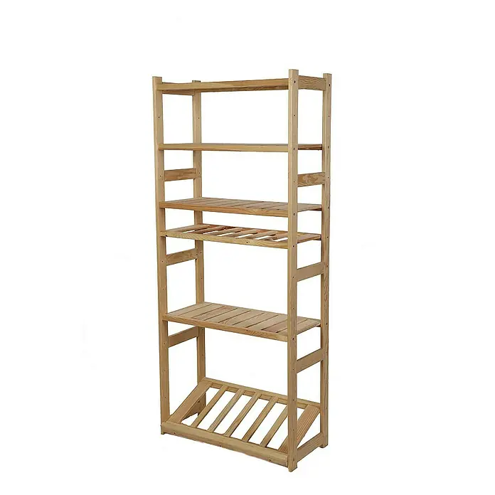 Proregal Flaschenregal & Weinregal SPREEWALD für 6 Flaschen - L x B x H: 33 x 70 x 163 cm, Holz - Holzregal mit fünf Regalen, ideal zur Aufbewahrung und Organisation von Gegenständen im Haus. Natürliches, robustes Design.