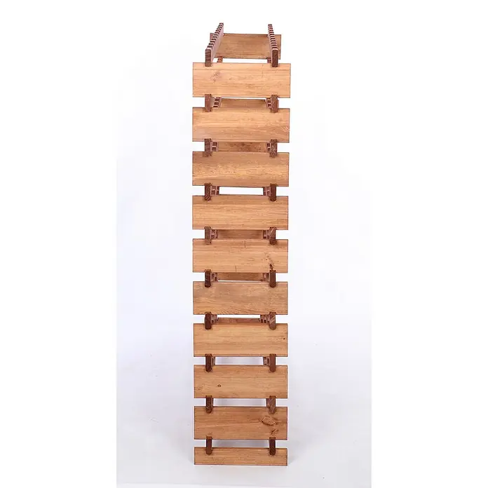 Proregal Flaschenregal Weinregal VINOTECA FLEX PRO für 120 Flaschen - L x B x H: 28 x 123 x 135 cm, Holz, Anzahl Böden: 10 Stk. - Aufnahme eines Holzregals mit braunen Holzstangen, das sich gut für die Präsentation von Wein oder anderen Getränken eignet.