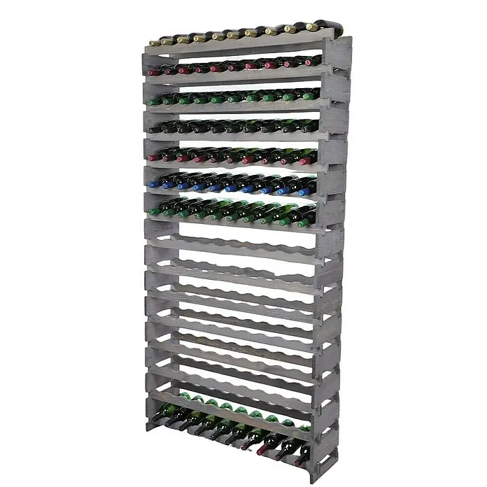 Proregal Flaschenregal Weinregal VINOTECA FLEX PRO für 150 Flaschen - L x B x H: 28 x 103 x 205 cm, Holz, Anzahl Böden: 15 Stk. - Ein Weinregal aus Holz bietet Platz für viele Weinflaschen. Es hat ein rustikales Aussehen und eine graue Oberfläche.