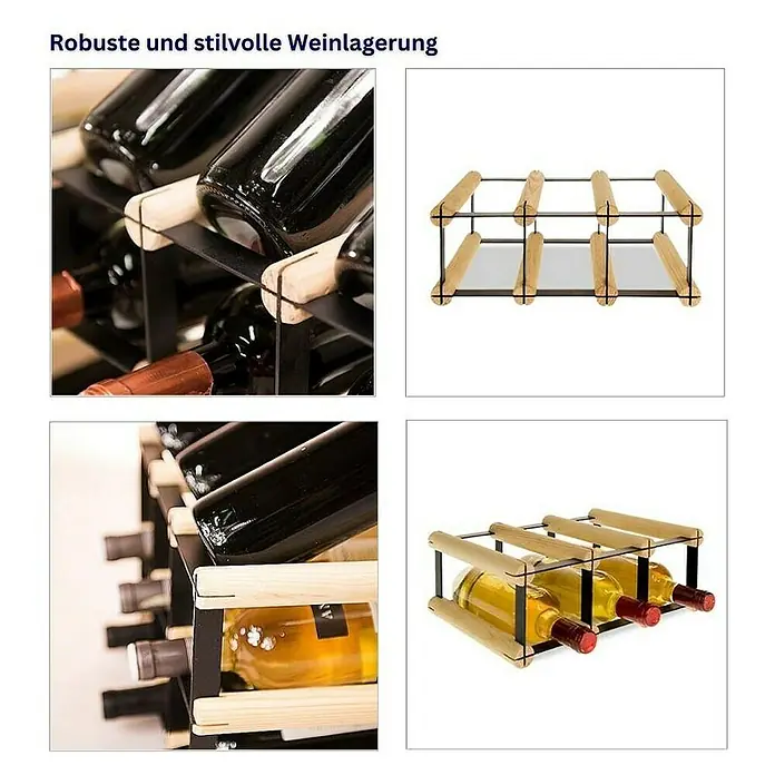 Proregal Flaschenregal Modulares Weinregal VINOTECA MOD METAL für 3x1 Flaschen - Holz - Robustes und stilvolles Weinregal zur Lagerung von Weinflaschen. Das Weinregal ist aus Holz und Metall gefertigt und bietet Platz für mehrere Flaschen.