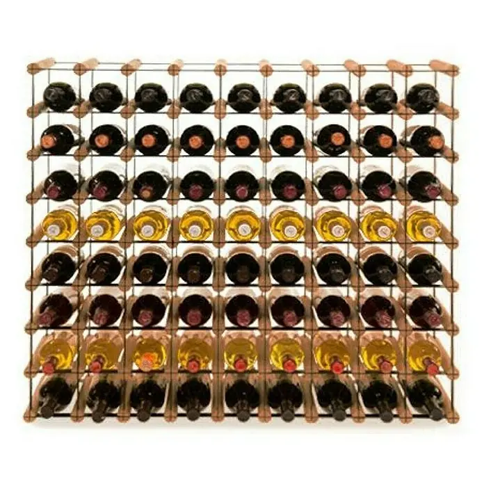 Proregal Flaschenregal Modulares Weinregal VINOTECA MOD METAL für 9x8 Flaschen - L x B x H: 24,5 x 92,5 x 82,5 cm, Holz - Weinständer aus Holz mit vielen Flaschen Wein, die in einem Regal aufbewahrt werden, das eine gute Lagerung der Weine ermöglicht.