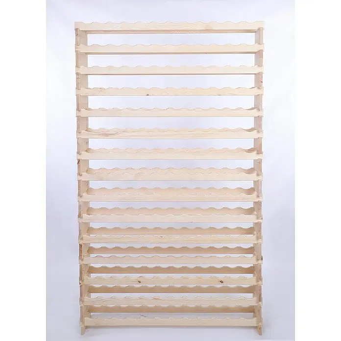 Proregal Flaschenregal Weinregal VINOTECA FLEX PRO für 180 Flaschen - L x B x H: 28 x 123 x 205 cm, Holz, Anzahl Böden: 15 Stk. - Ein unbehandeltes Holzweinregal mit 12 Regalen, perfekt zur Aufbewahrung und Präsentation Ihrer Weinsammlung. Robust und natürlich schön.