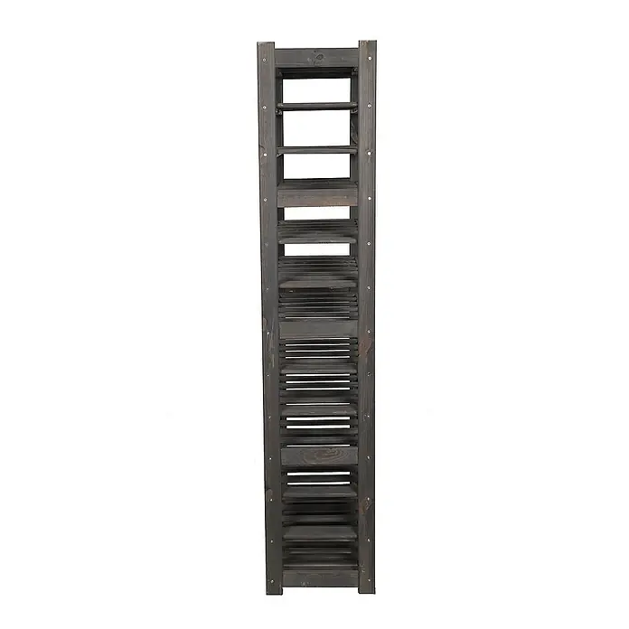 Proregal Flaschenregal Weinregal SPREEWALD für 78 Flaschen - L x B x H: 33 x 70 x 163 cm, Holz, Anzahl Böden: 13 Stk. - Eine schmale, hohe, dunkel gebeizte Holzleiter mit horizontalen Sprossen, ideal als dekoratives Element oder für kleine Pflanzen.