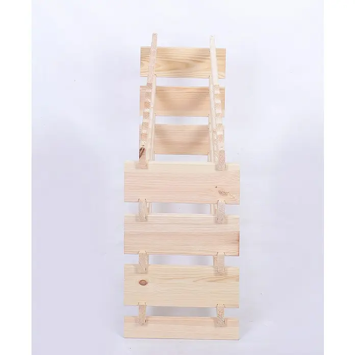 Proregal Flaschenregal Weinregal VINOTECA FLEX PRO für 48 Flaschen - L x B x H: 28 x 123 x 51 cm, Holz, Anzahl Böden: 4 Stk. - Nahaufnahme eines hölzernen Weinregals mit mehreren Ablagen, ideal zur Aufbewahrung und Präsentation Ihrer Weinsammlung.