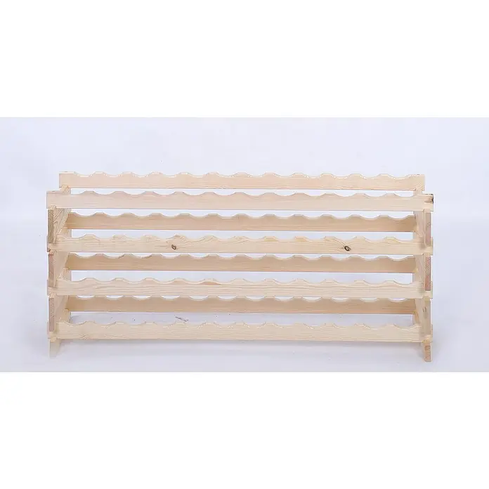 Proregal Flaschenregal Weinregal VINOTECA FLEX PRO für 48 Flaschen - L x B x H: 28 x 123 x 51 cm, Holz, Anzahl Böden: 4 Stk. - Abgebildet ist ein hölzernes Weinregal mit vier Etagen zur Aufbewahrung von Weinflaschen. Das Regal ist hell und hat eine einfache Bauweise.