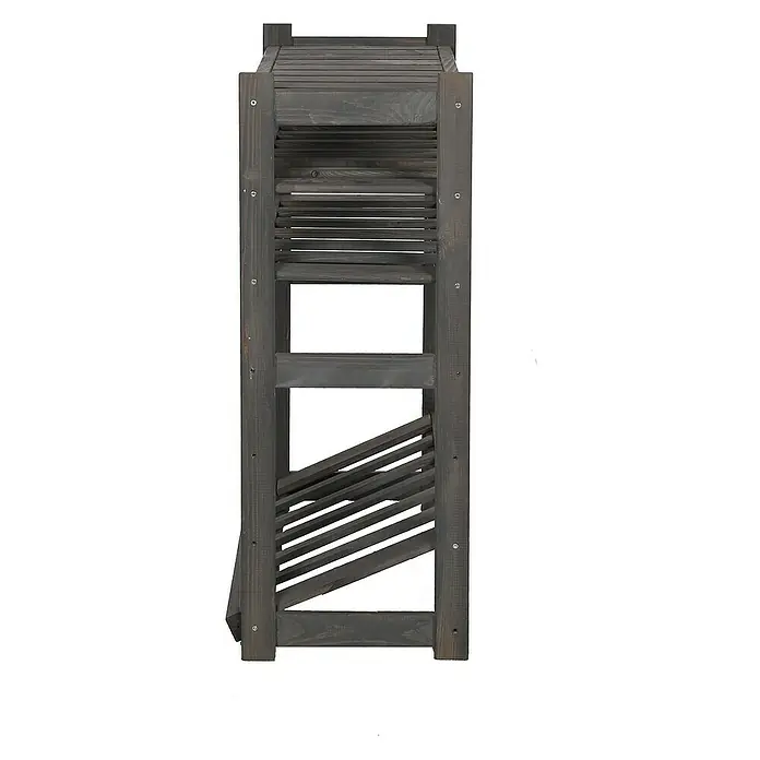 Proregal Flaschenregal & Weinregal SPREEWALD für 12 Flaschen - L x B x H: 33 x 70 x 86 cm, Holz - Nahaufnahme eines grauen, hölzernen Weinregals mit mehreren Fächern für die Flaschenlagerung im Haus oder in der Bar.