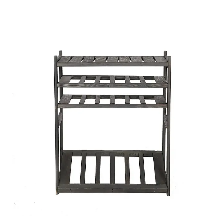 Proregal Flaschenregal & Weinregal SPREEWALD für 12 Flaschen - L x B x H: 33 x 70 x 86 cm, Holz - Dunkelgraues Holzregal mit vier offenen Fächern. Ideal für Pflanzen oder Schuhe, passt sich jedem Einrichtungsstil an.