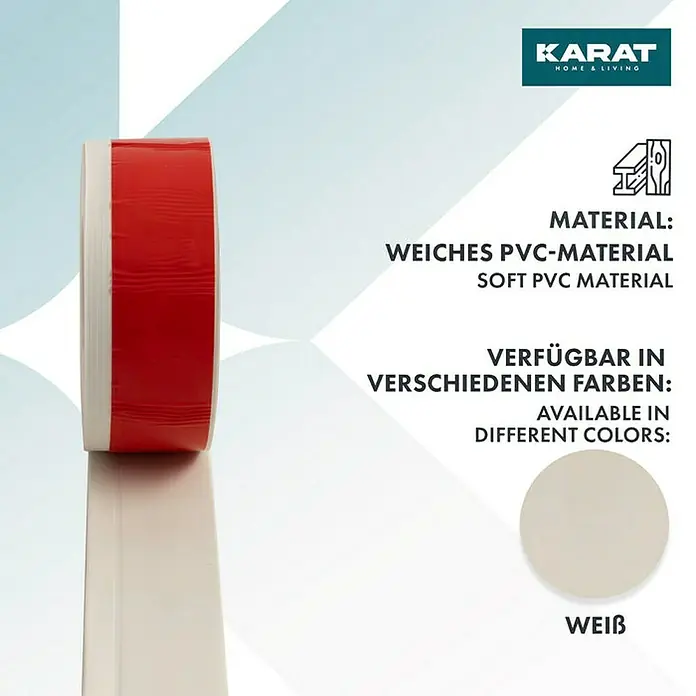 Floordirekt Sockelleiste Oslo Weiß 50 x 15 mm - 15 m - PVC - Produktbild: Weiches PVC-Material in verschiedenen Farben erhältlich. Ideal für Ihr Zuhause.