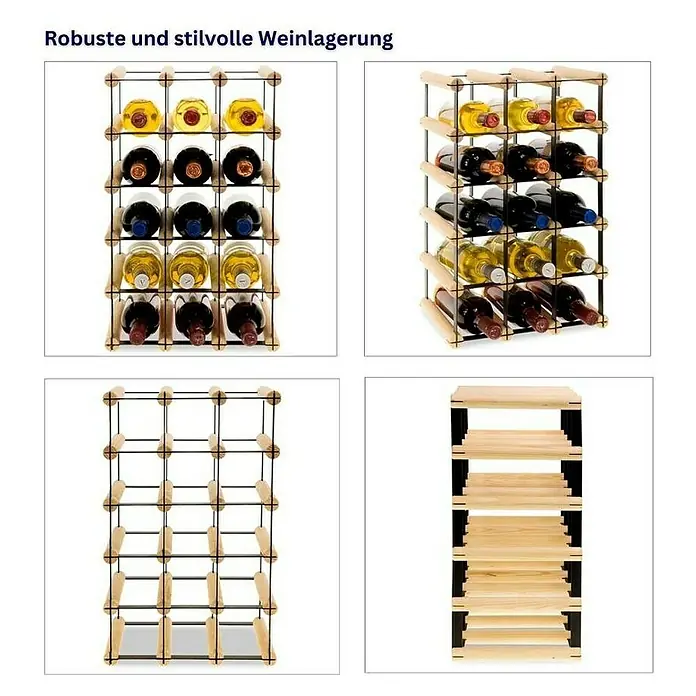 Proregal Flaschenregal Modulares Weinregal VINOTECA MOD METAL für 3x5 Flaschen - L x B x H: 24,5 x 32,5 x 52,5 cm, Holz - Weinregal aus Holz für die stilvolle und robuste Weinlagerung. Ein elegantes Möbelstück für Weinliebhaber.
