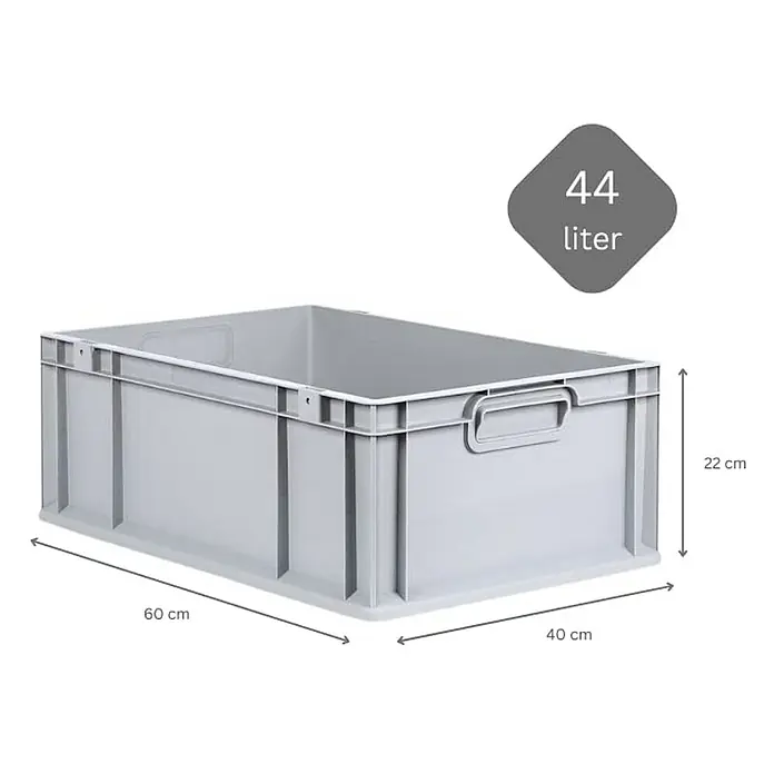Proregal Euroboxen-Set 10x Eurobox NextGen Economy - L x B x H: 60 x 40 x 22 cm, Kunststoff, Grau, 10 Stk. - Graue Kunststoffbox mit den Maßen 60 x 40 x 22 cm und einem Volumen von 44 Litern. Perfekt für Lagerung und Transport.