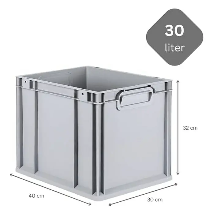 Proregal Euroboxen-Set 4x Eurobox NextGen Grip - Kunststoff, Grau, 4 Stk. - Graue Kunststoffbox mit den Maßen 40 x 30 x 32 cm und einem Fassungsvermögen von 30 Litern.
