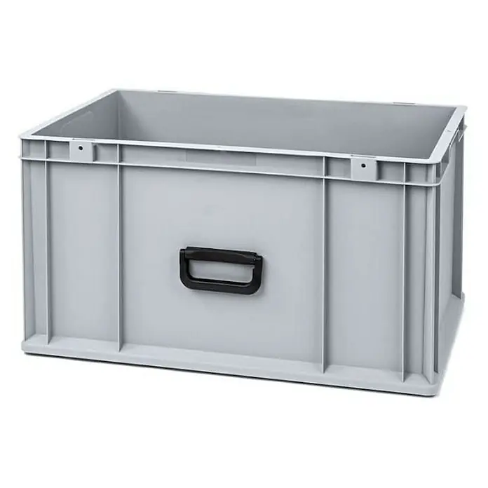 Proregal Euroboxen-Set 5x Eurobox NextGen Portable Uno - L x B x H: 60 x 40 x 32 cm, Kunststoff, Grau, 5 Stk. - Ein grauer Kunststoffbehälter mit schwarzem Griff, ideal für Lagerung und Organisation. Robust und stapelbar für den vielseitigen Einsatz.