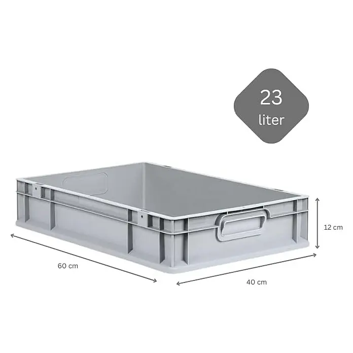 Proregal Euroboxen-Set 8x Eurobox NextGen Economy - L x B x H: 60 x 40 x 12 cm, Kunststoff, Grau, 8 Stk. - Graue Kunststoffbox mit den Maßen 60 x 40 x 12 cm und einem Volumen von 23 Litern.