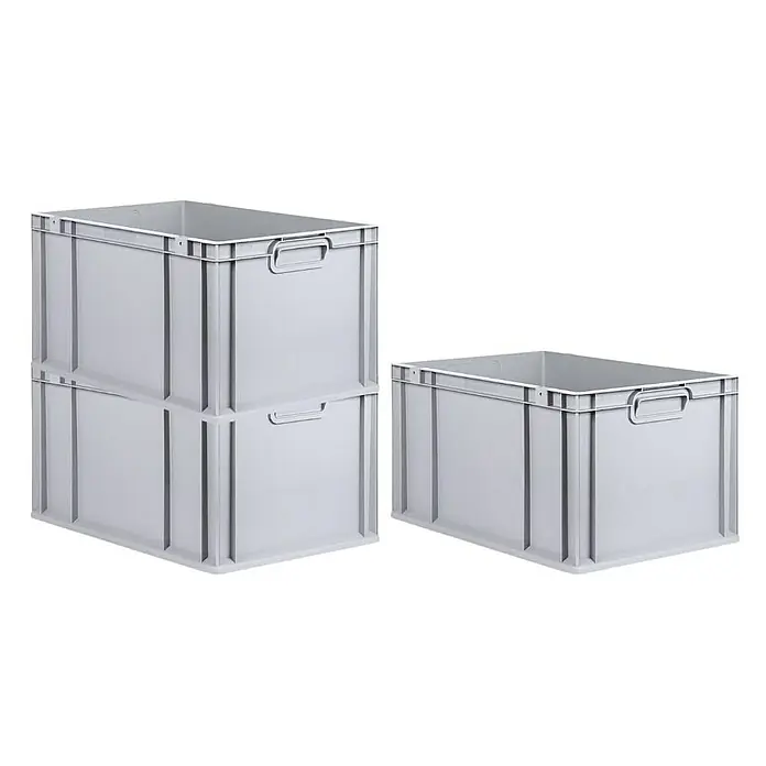 Proregal Euroboxen-Set 3x Eurobox NextGen Economy - Kunststoff, Grau, 3 Stk. - Diese Aufnahme zeigt graue Kunststoffboxen, die sich ideal zur Lagerung und zum Transport verschiedener Gegenstände eignen.