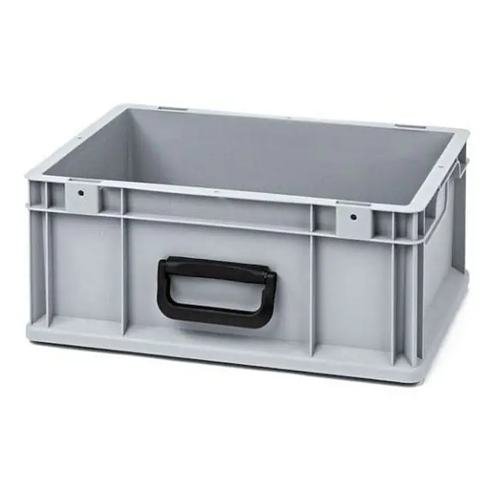 Proregal Euroboxen-Set 5x Eurobox NextGen Portable Uno - Kunststoff, Grau, 5 Stk. - Graue Kunststoffbox mit schwarzem Griff für Lagerung und Transport. Ideal für Ordnung in Werkstatt, Lager oder zu Hause.