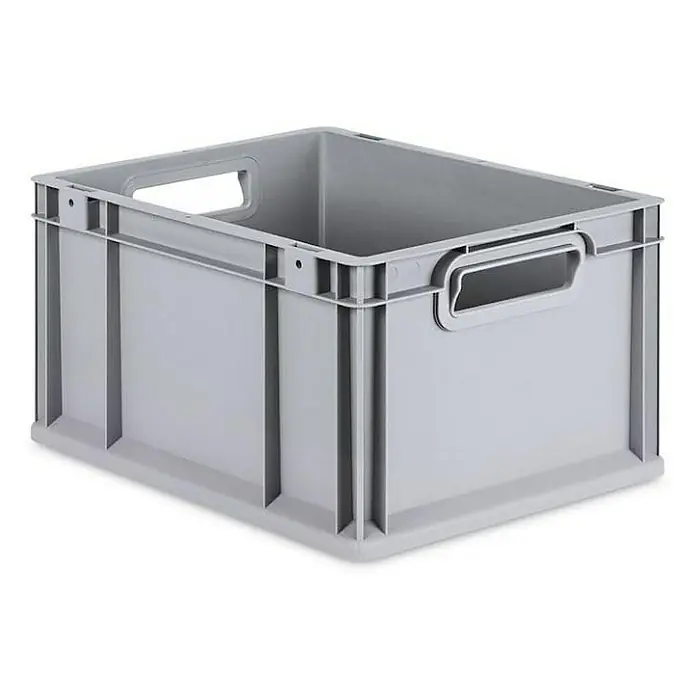 Proregal Euroboxen-Set 8x Eurobox NextGen Economy - L x B x H: 40 x 30 x 22 cm, Kunststoff, Grau, 8 Stk. - Graue Kunststoffbox mit Griffen zur Aufbewahrung und zum Transport von Gegenständen, ideal für Lagerung und Organisation.