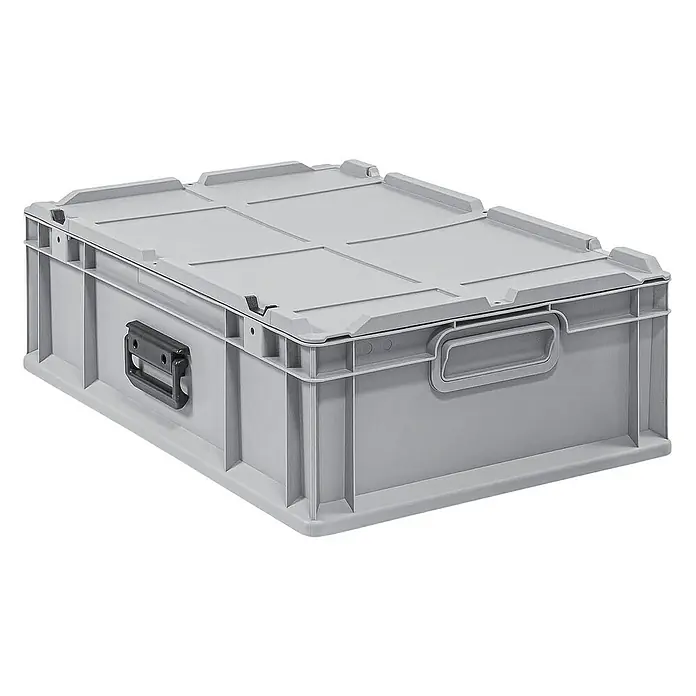 Proregal Euroboxen-Set 10x Eurobox NextGen Portable mit Rasterschaumstoff & Schaumstoffeinlage - Kunststoff, Grau, 10 Stk. - Grauer Kunststoffbehälter mit Deckel und Griffen. Ideal für Lagerung und Transport.