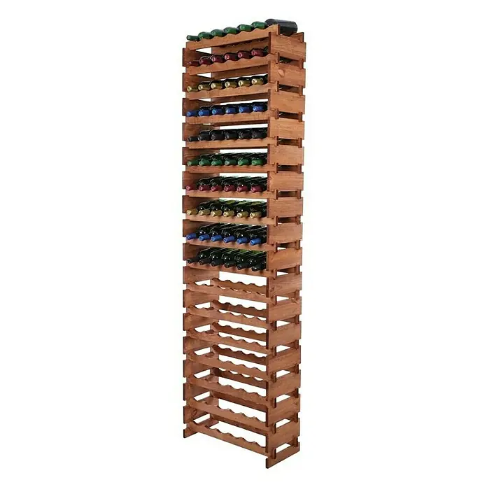 Proregal Flaschenregal Weinregal VINOTECA FLEX PRO für 102 Flaschen - L x B x H: 28 x 65 x 233 cm, Holz, Anzahl Böden: 17 Stk. - Ein hohes, freistehendes Weinregal aus Holz mit mehreren Reihen zur Aufbewahrung von Weinflaschen unterschiedlicher Farben.